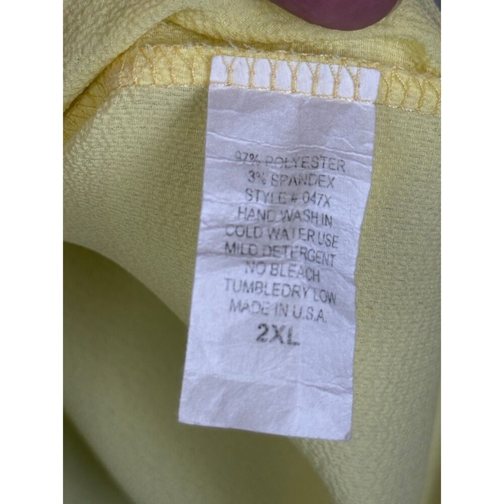Omega Collection Yellow Ruffle Sleeve Keyhole Top | 2XL - Picture 4 of 5